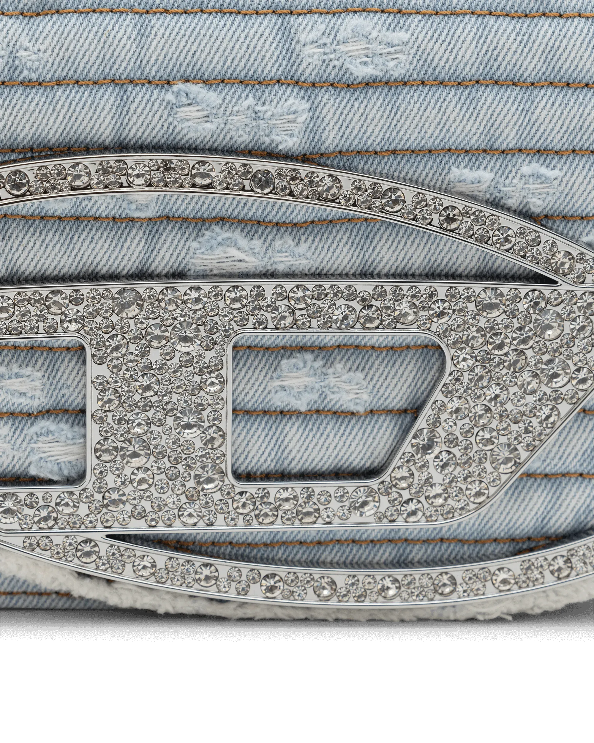 1DR Small Denim Crystal Shoulder Bag