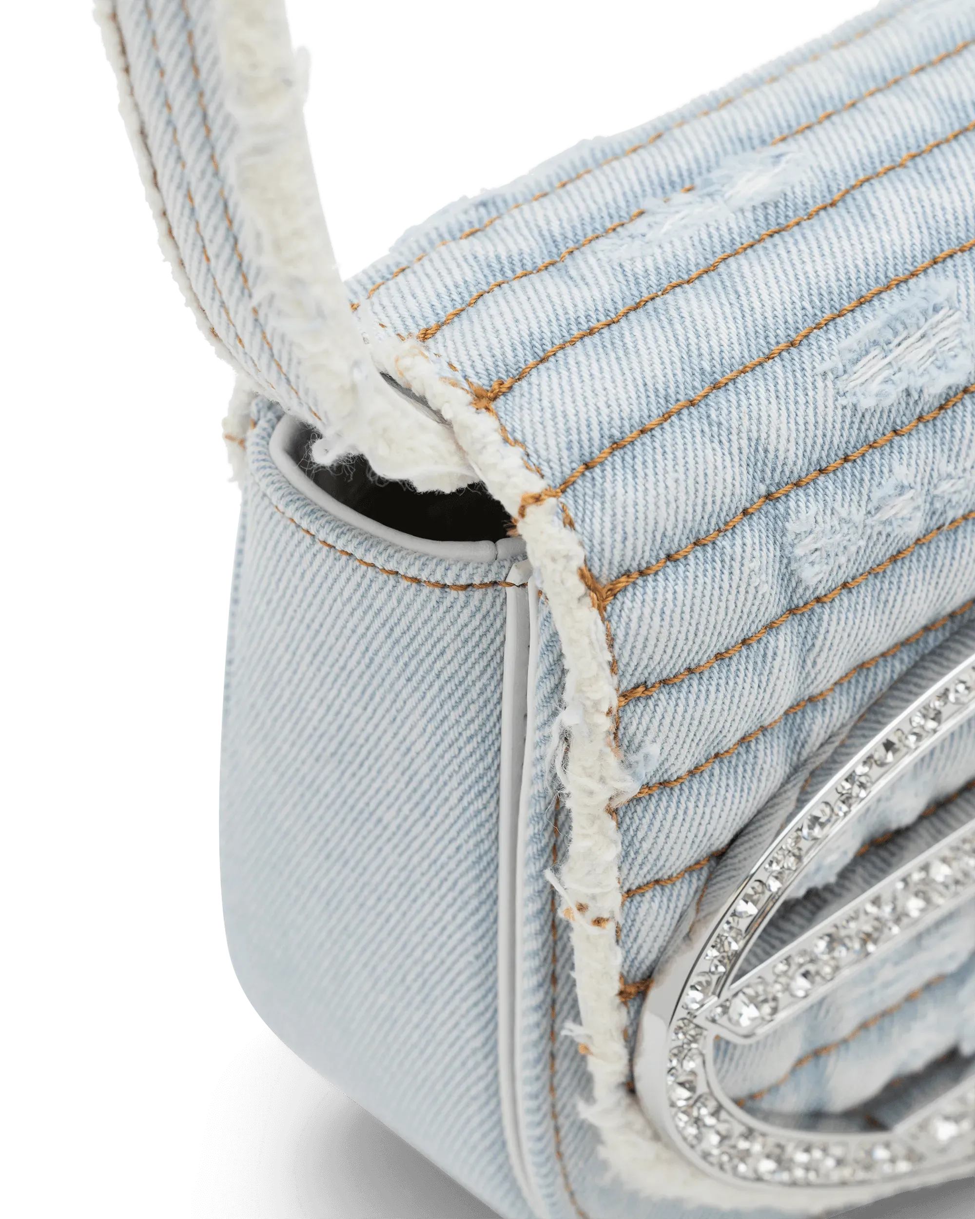 1DR Small Denim Crystal Shoulder Bag