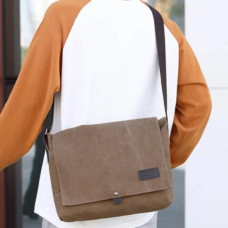 2024 Men Bags Male Canvas Shoulder Bags Unisex Crossbody Messenger Bags Large Retro Satchels for Travel Envelope Briefcase Tote