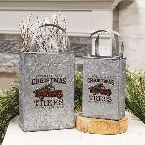 2/Set, Christmas Trees Metal Totes