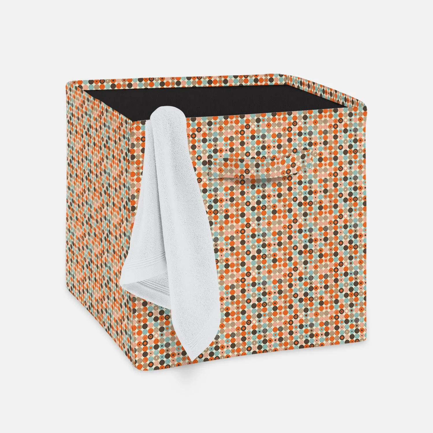 Abstract Retro Foldable Open Storage Bin | Organizer Box, Toy Basket, Shelf Box, Laundry Bag | Canvas Fabric