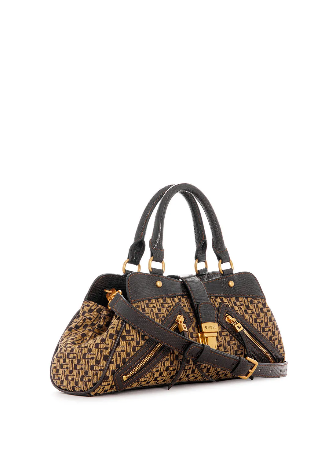 Brown Logo Belle Vintage Small Girlfriend Satchel Bag