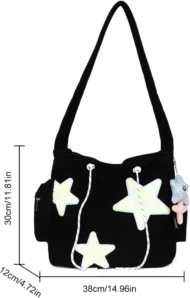 Cute Kawaii Messenger Bag Canvas Crossbody Bag Aesthetic Shoulder Bag for Women Men Flap Messenger Bag