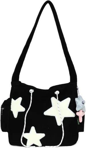 Cute Kawaii Messenger Bag Canvas Crossbody Bag Aesthetic Shoulder Bag for Women Men Flap Messenger Bag