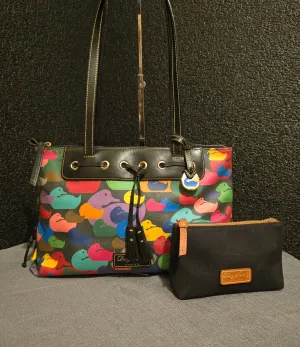 Dooney Bourke Vintage Rainbow Duck Tote Shoulderbag Satchel with DB Accessory