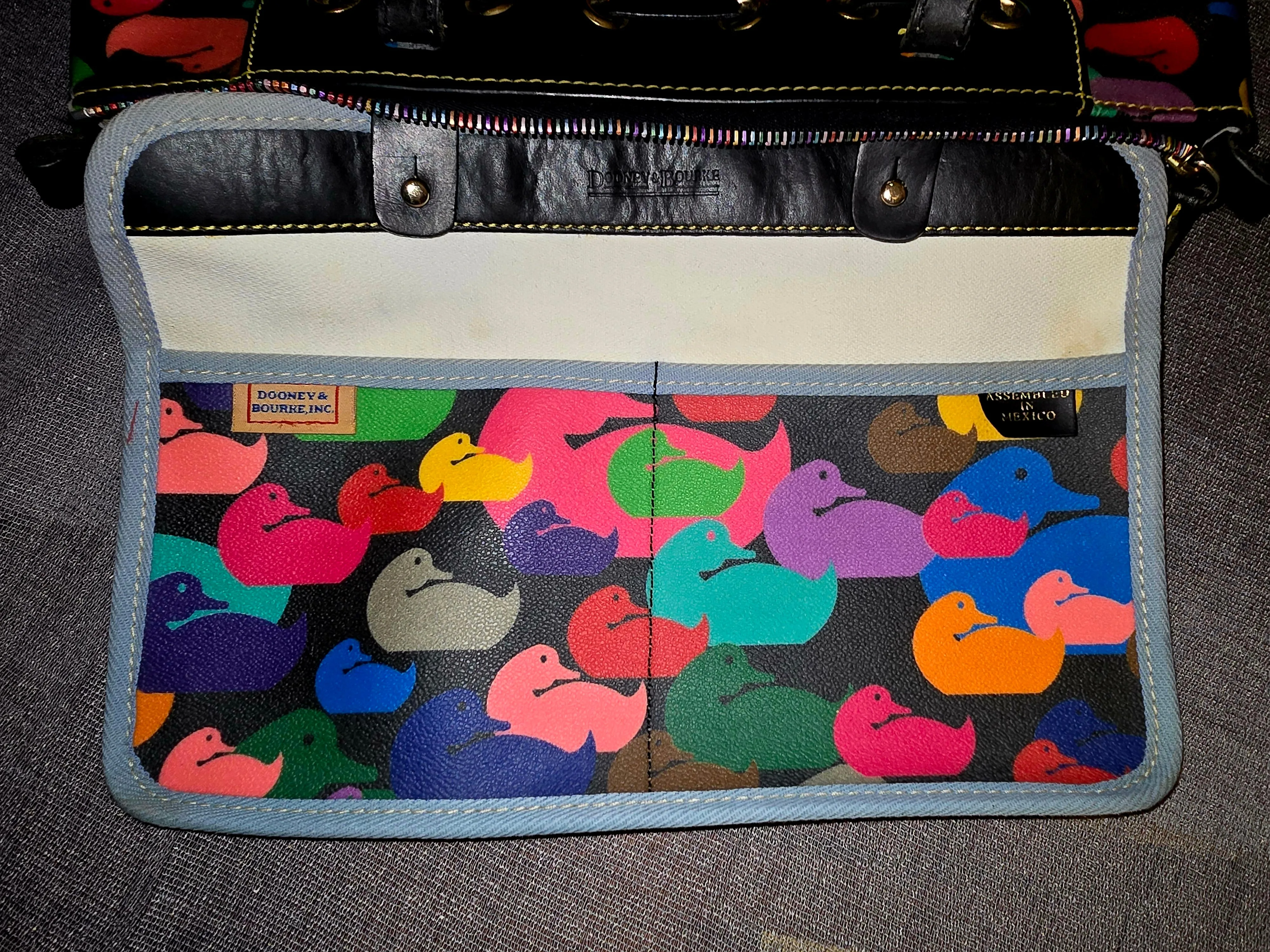 Dooney Bourke Vintage Rainbow Duck Tote Shoulderbag Satchel with DB Accessory