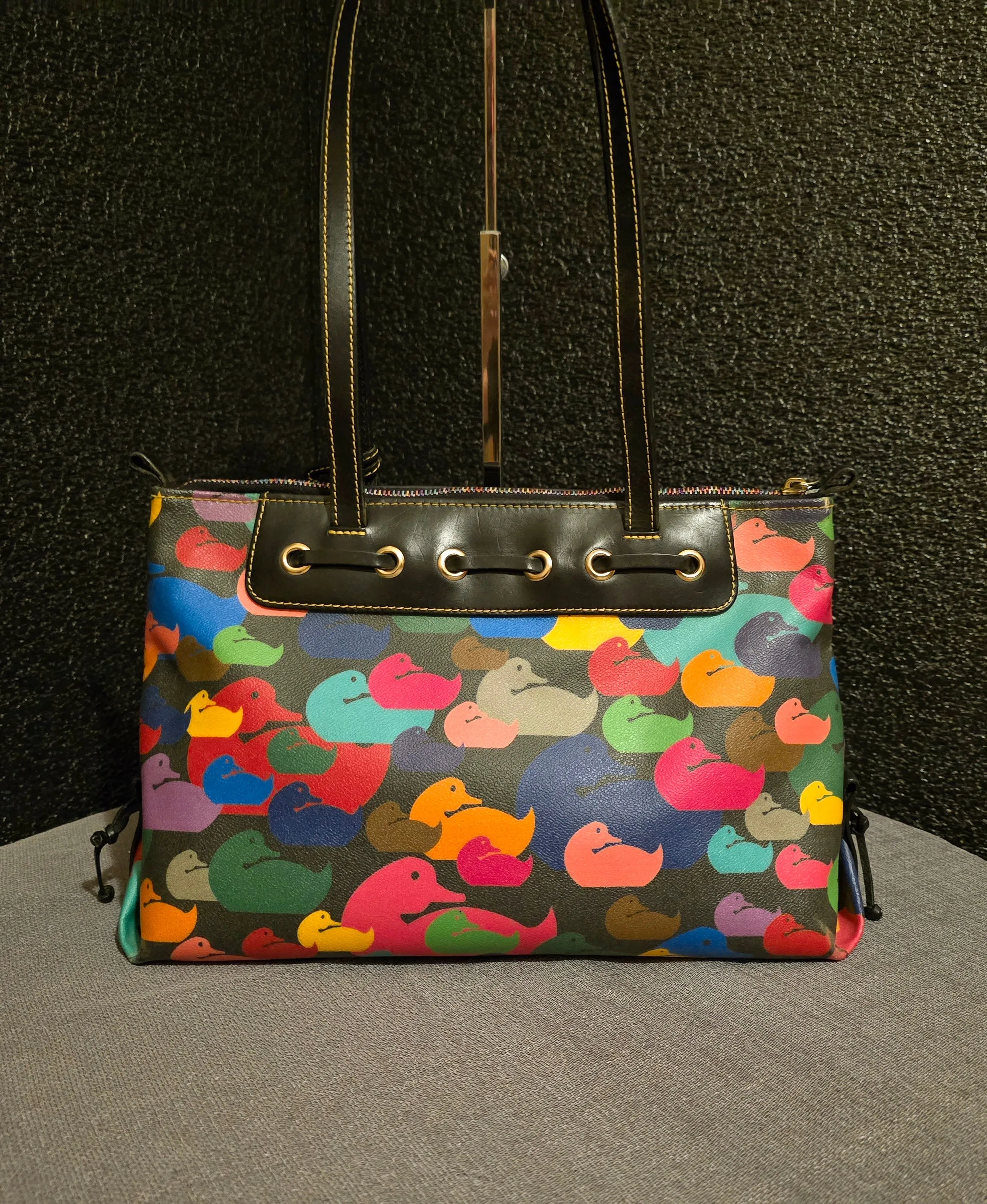 Dooney Bourke Vintage Rainbow Duck Tote Shoulderbag Satchel with DB Accessory