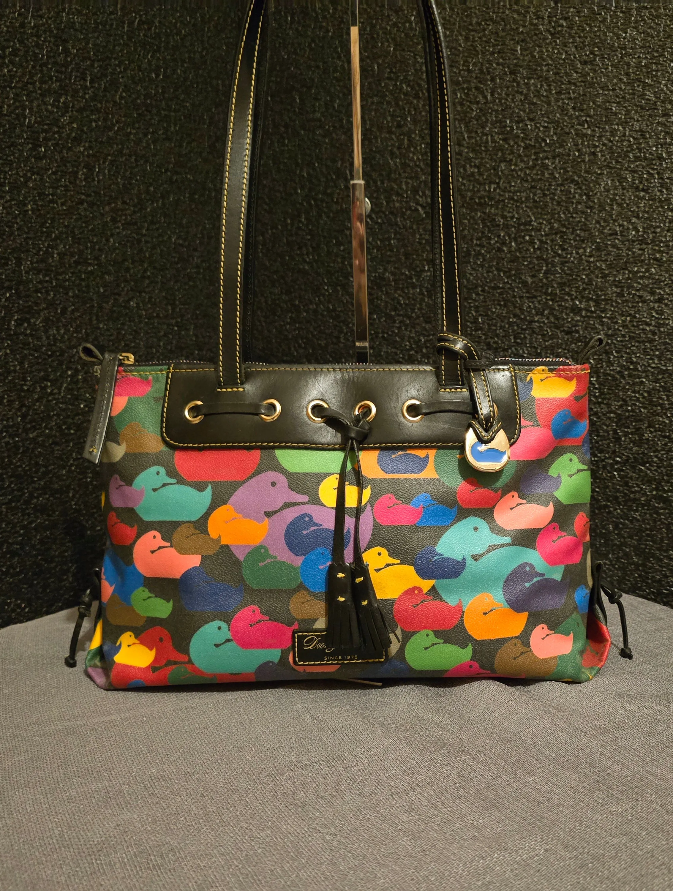Dooney Bourke Vintage Rainbow Duck Tote Shoulderbag Satchel with DB Accessory