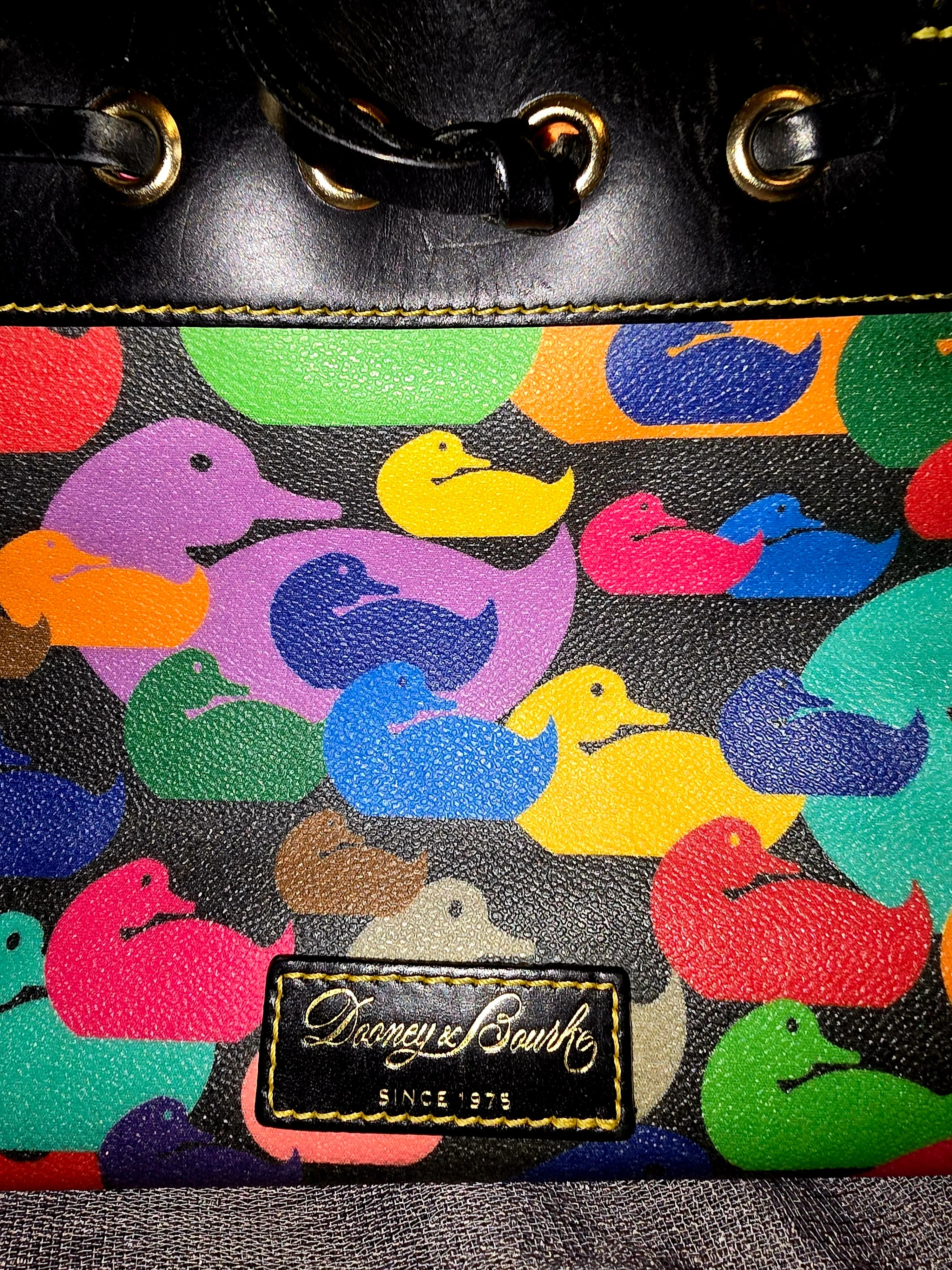Dooney Bourke Vintage Rainbow Duck Tote Shoulderbag Satchel with DB Accessory