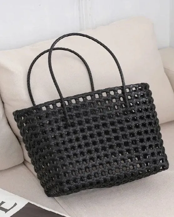 FA0005 Elysa See Through Hand Woven Eco Plastic Tote Bag