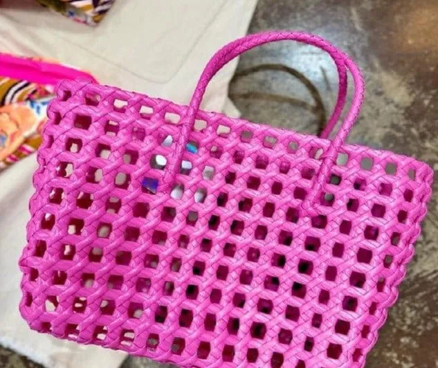 FA0005 Elysa See Through Hand Woven Eco Plastic Tote Bag