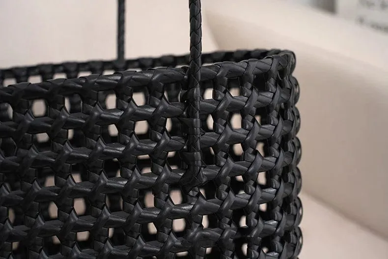 FA0005 Elysa See Through Hand Woven Eco Plastic Tote Bag