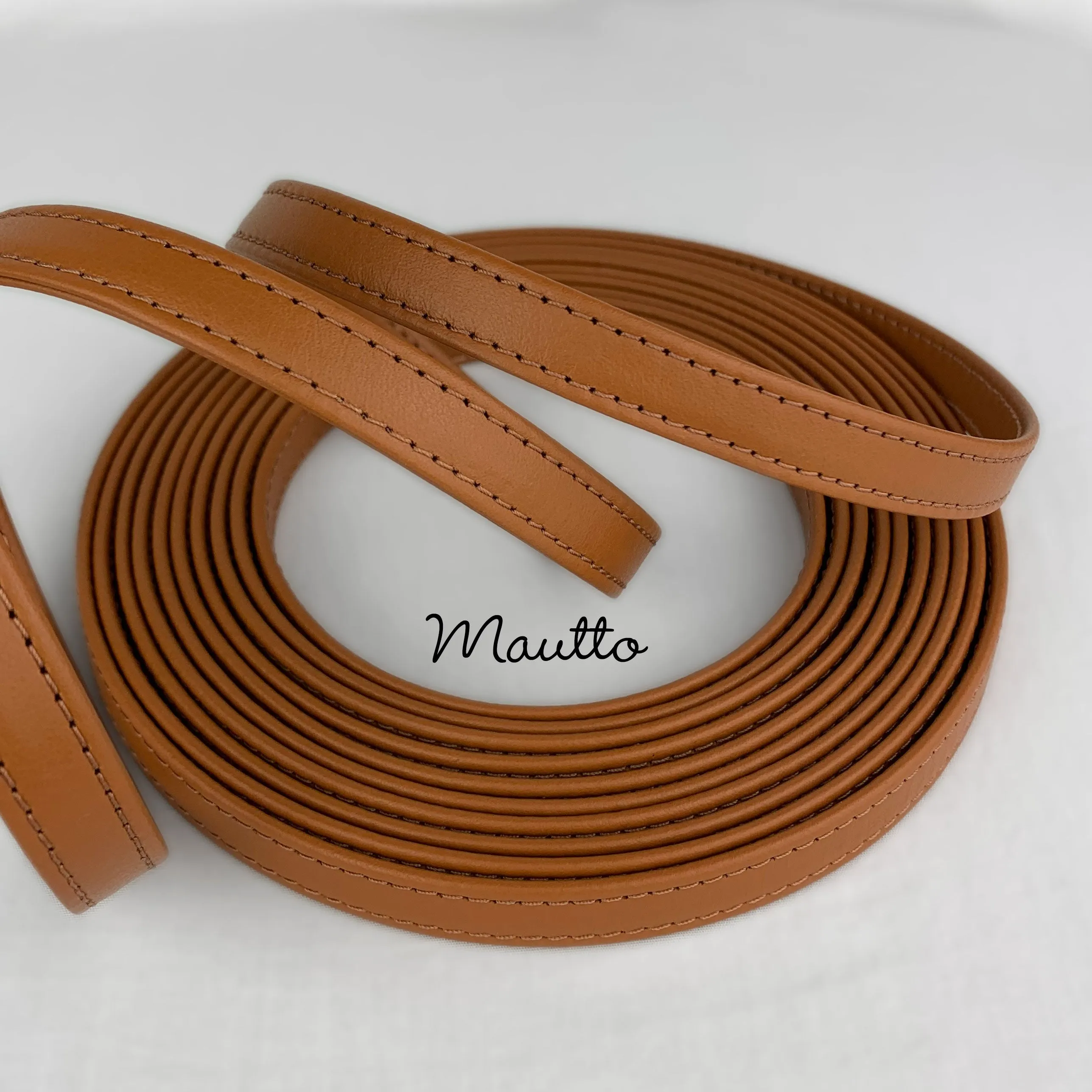 Finished Dark Tan Leather Strapping - 1/2 inch (0.5") Wide - for DIY, Leathercrafting, Repair & more