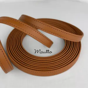 Finished Dark Tan Leather Strapping - 1/2 inch (0.5") Wide - for DIY, Leathercrafting, Repair & more