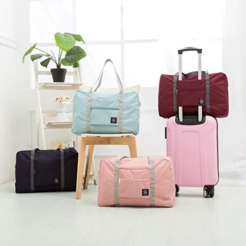 FUNFEL Travel Foldable Duffel Bag for Women & Men, Waterproof Lightweight travel Luggage bag for Sports, Gym, Vacation(II-Mint Green)
