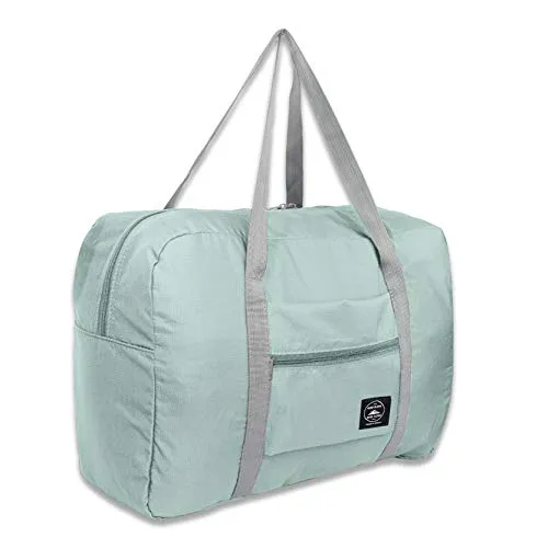 FUNFEL Travel Foldable Duffel Bag for Women & Men, Waterproof Lightweight travel Luggage bag for Sports, Gym, Vacation(II-Mint Green)