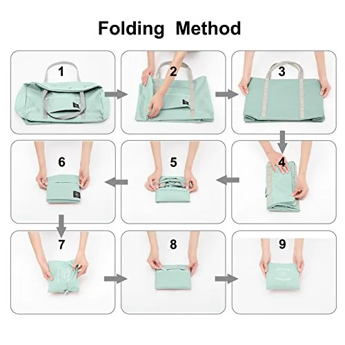 FUNFEL Travel Foldable Duffel Bag for Women & Men, Waterproof Lightweight travel Luggage bag for Sports, Gym, Vacation(II-Mint Green)