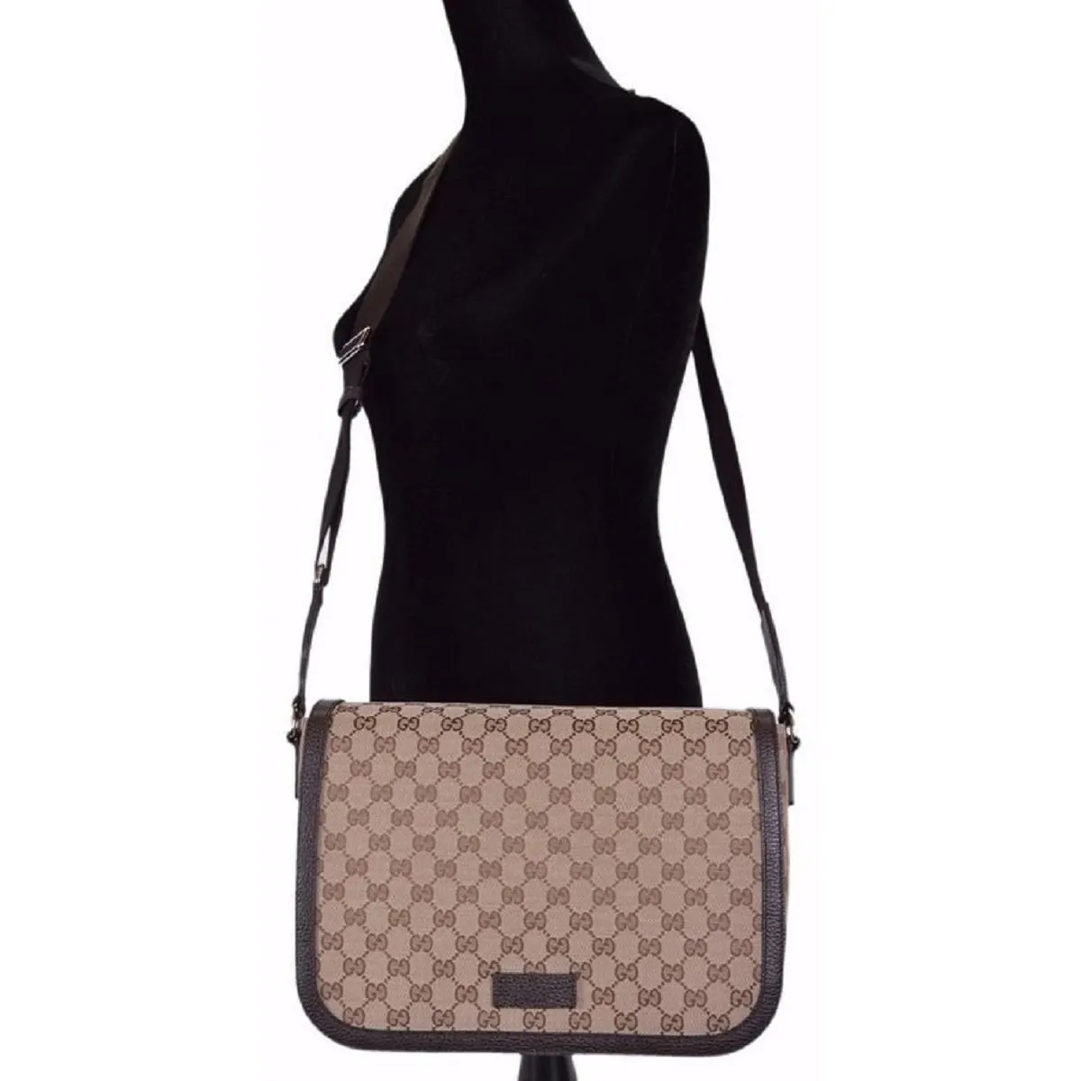 Gucci GG Guccissima Large Beige Canvas Crossbody Messenger Bag 449171