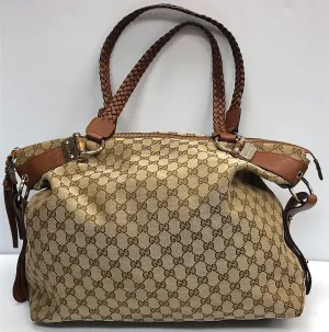 Gucci Large Canvas Bamboo Bar Travel Tote