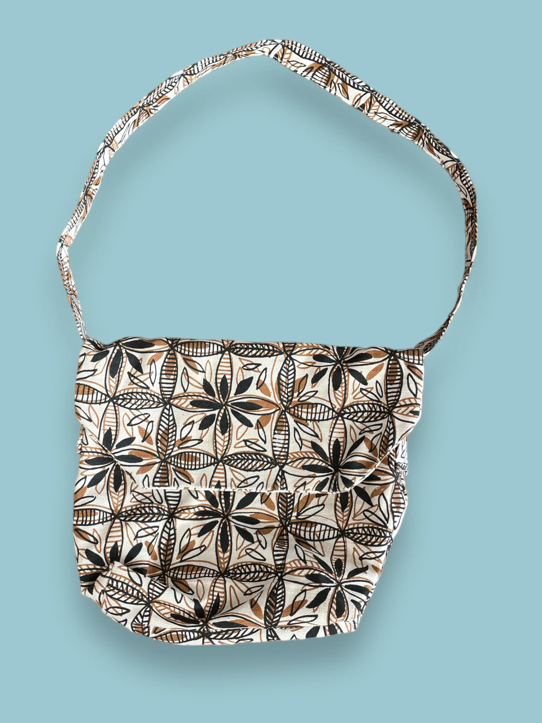 Hand Printed Satchel Frangipani Check