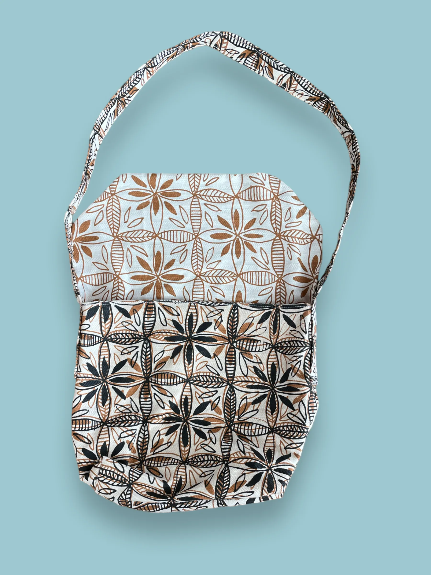 Hand Printed Satchel Frangipani Check