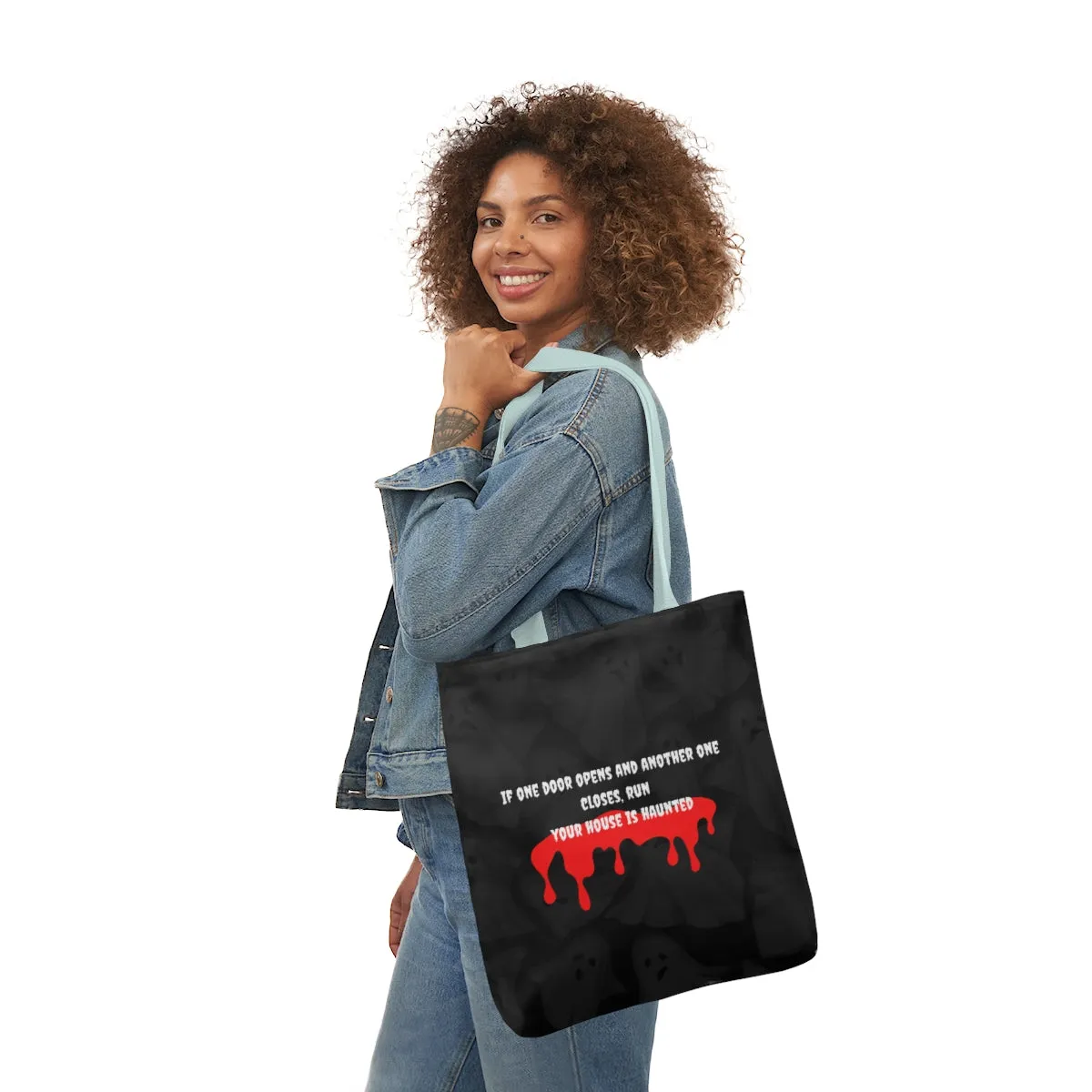 haunted house Polyester Canvas Tote Bag