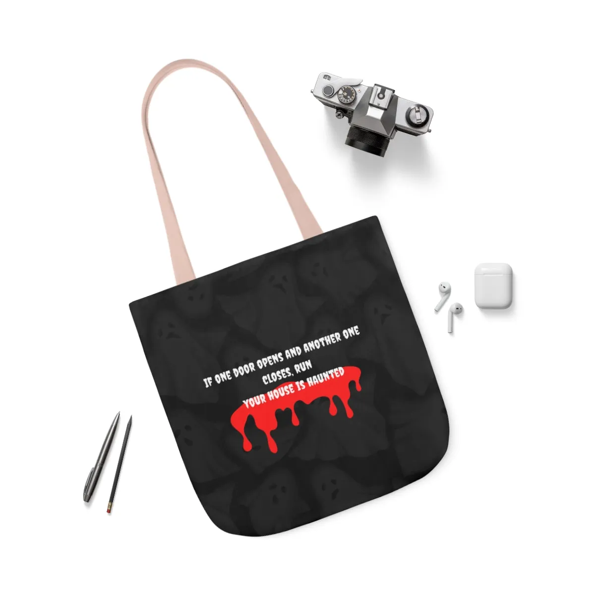 haunted house Polyester Canvas Tote Bag