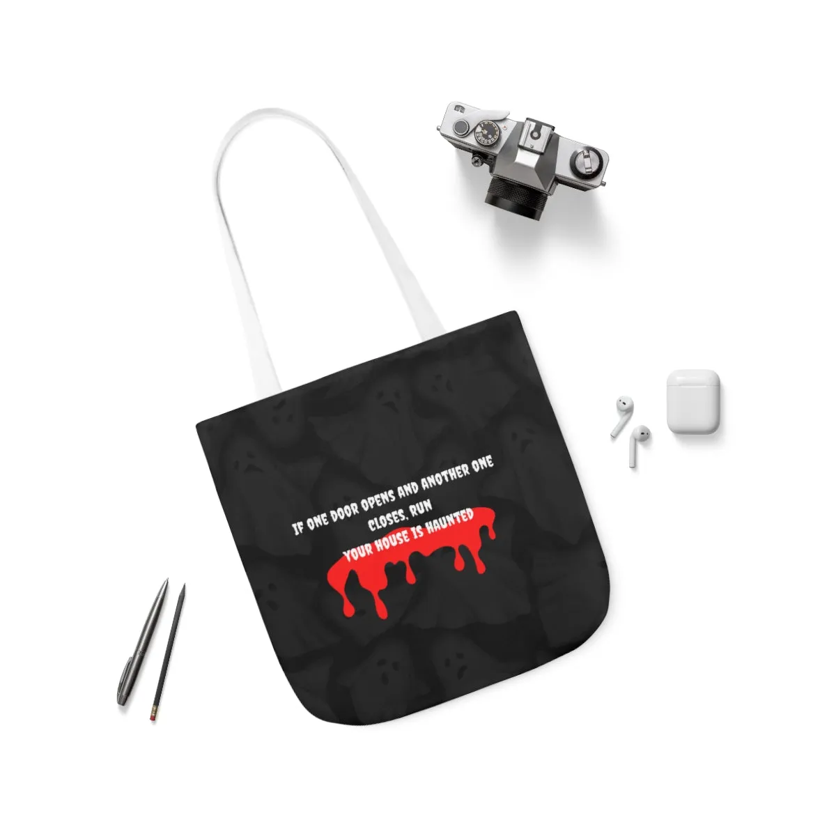 haunted house Polyester Canvas Tote Bag