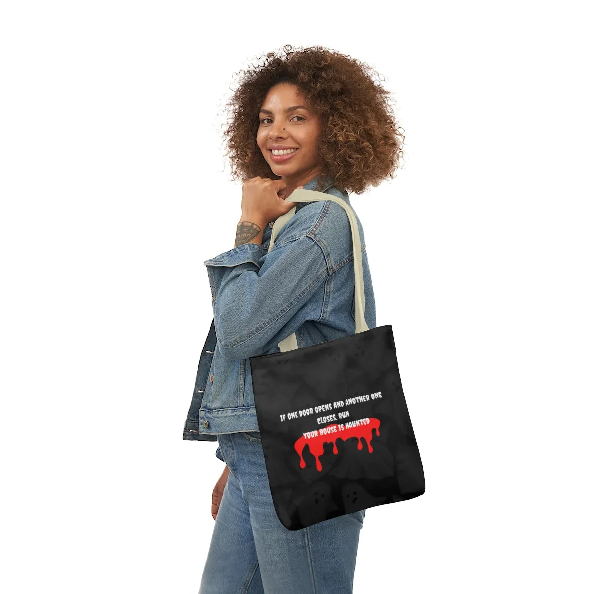haunted house Polyester Canvas Tote Bag