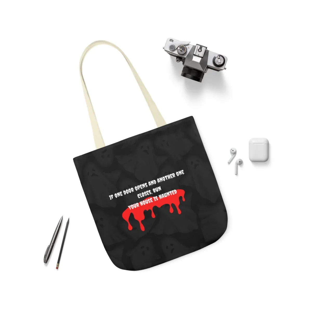 haunted house Polyester Canvas Tote Bag