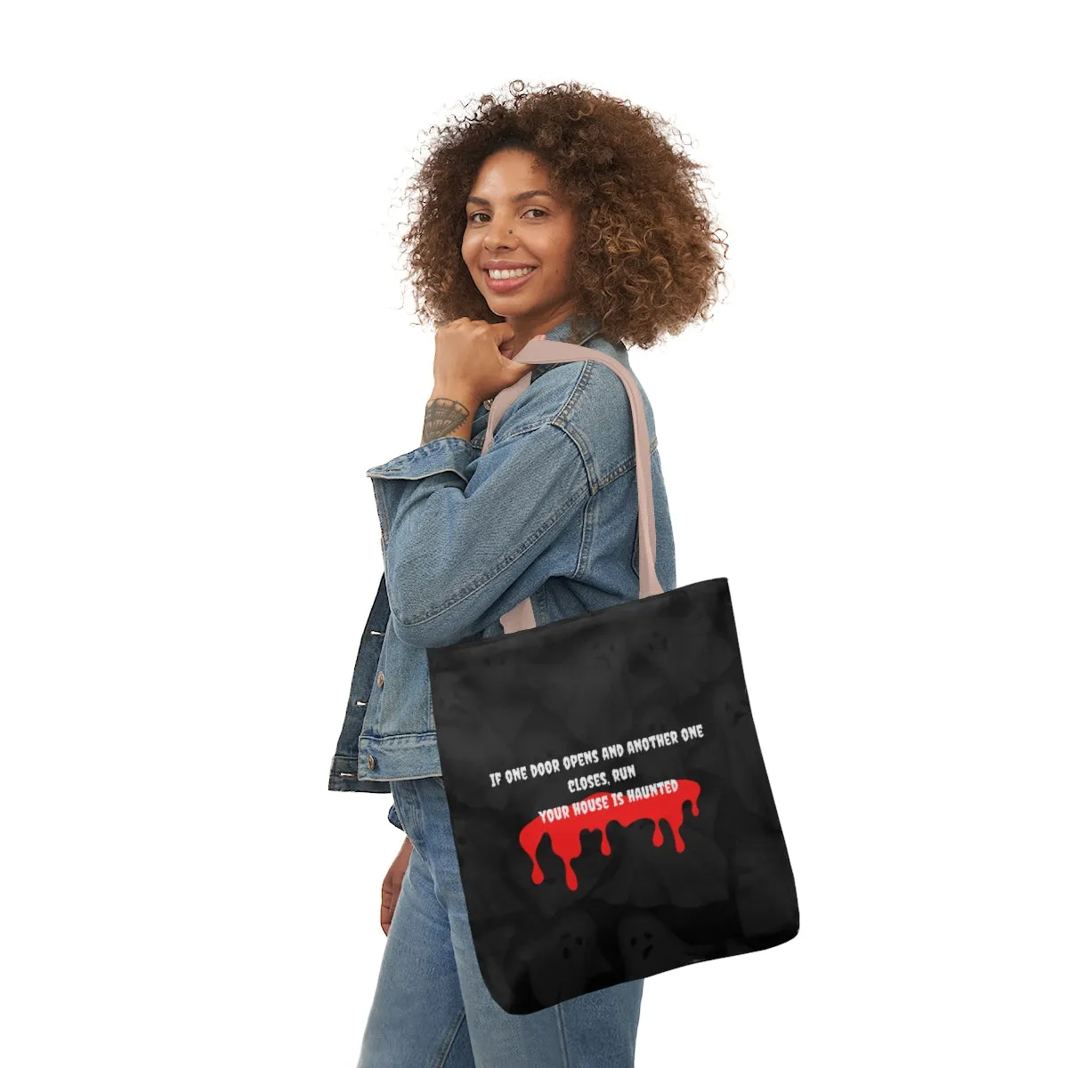 haunted house Polyester Canvas Tote Bag