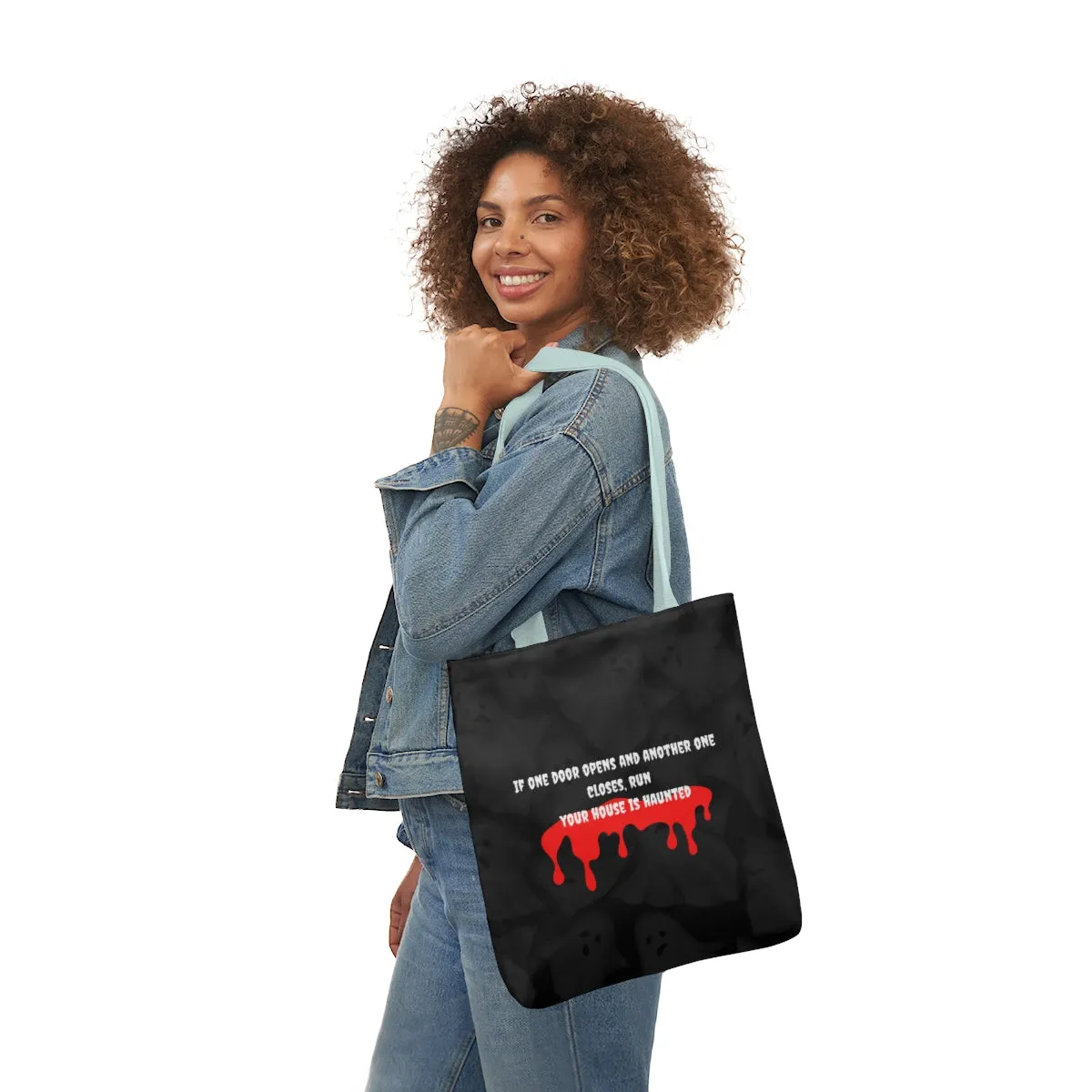 haunted house Polyester Canvas Tote Bag