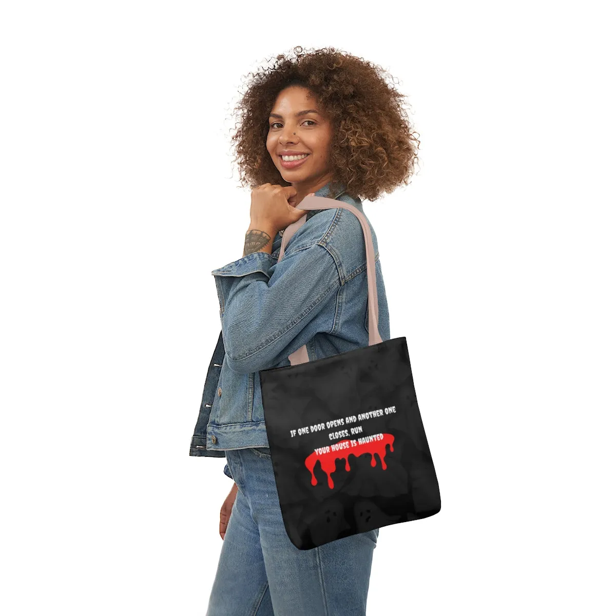haunted house Polyester Canvas Tote Bag