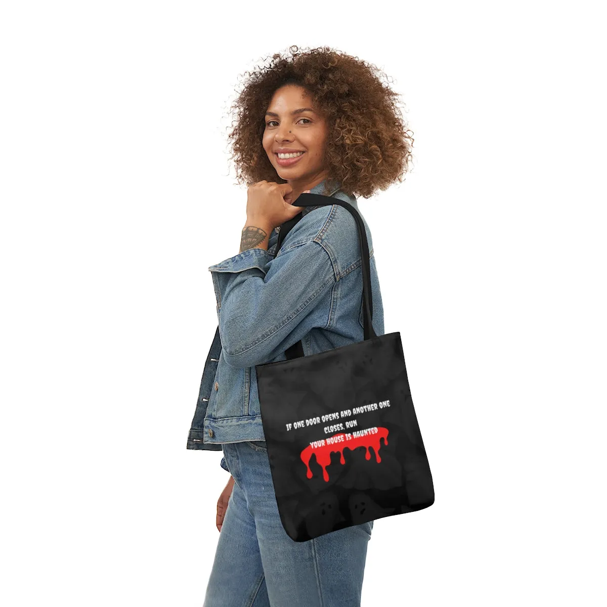 haunted house Polyester Canvas Tote Bag