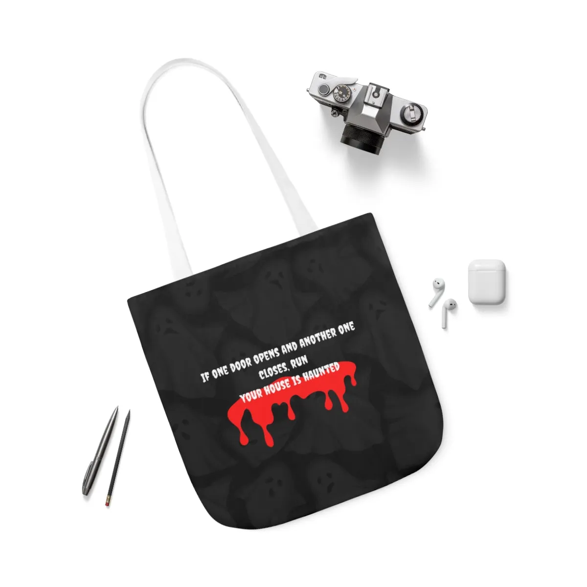 haunted house Polyester Canvas Tote Bag