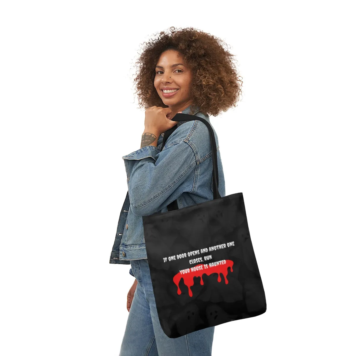 haunted house Polyester Canvas Tote Bag