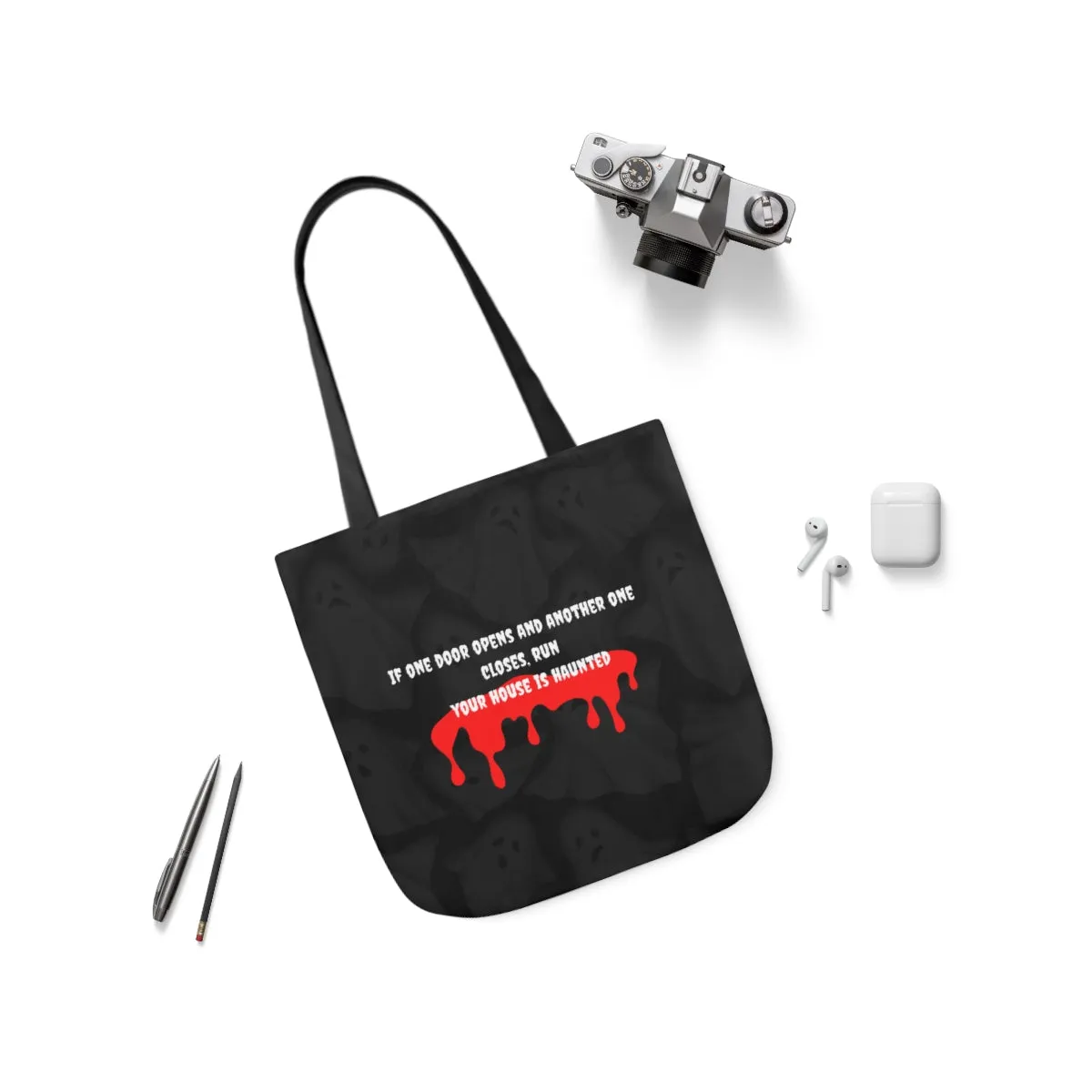 haunted house Polyester Canvas Tote Bag