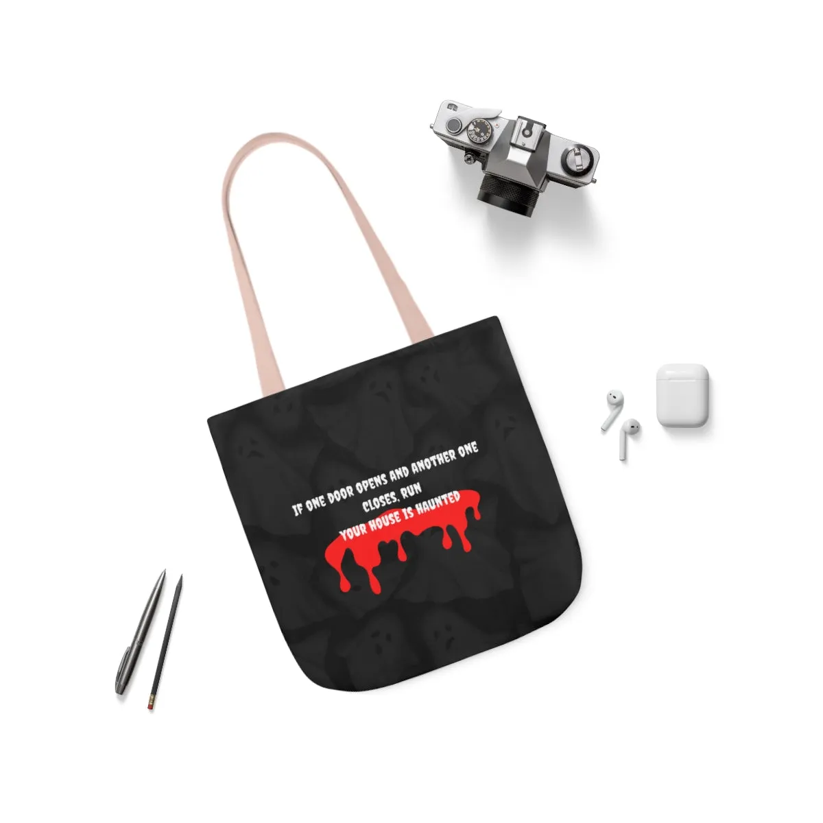 haunted house Polyester Canvas Tote Bag