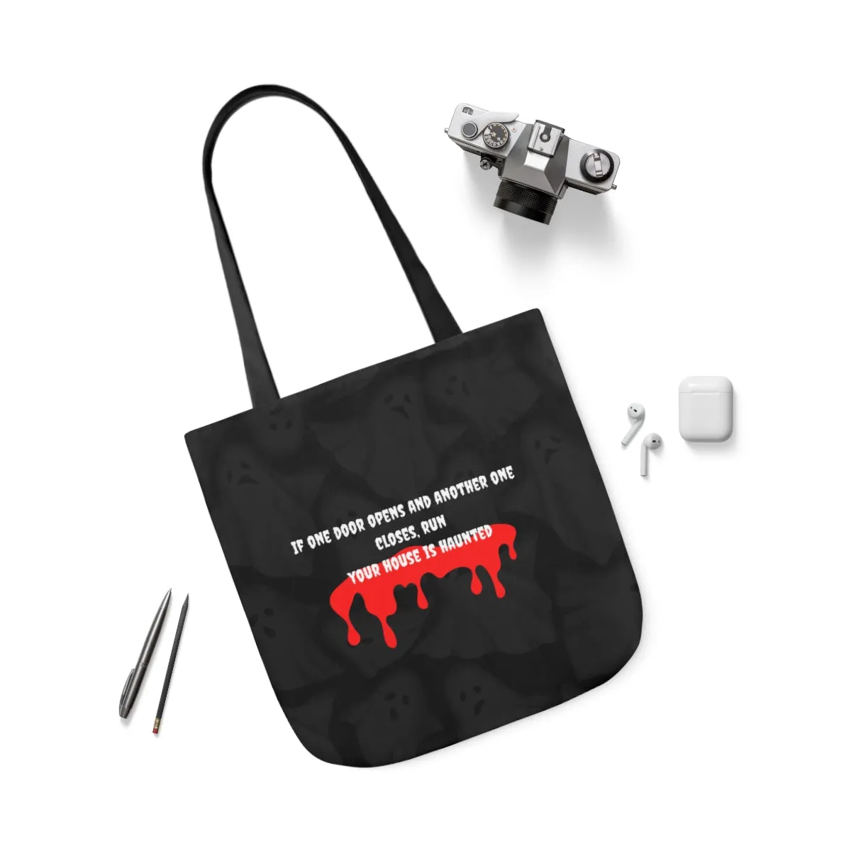 haunted house Polyester Canvas Tote Bag