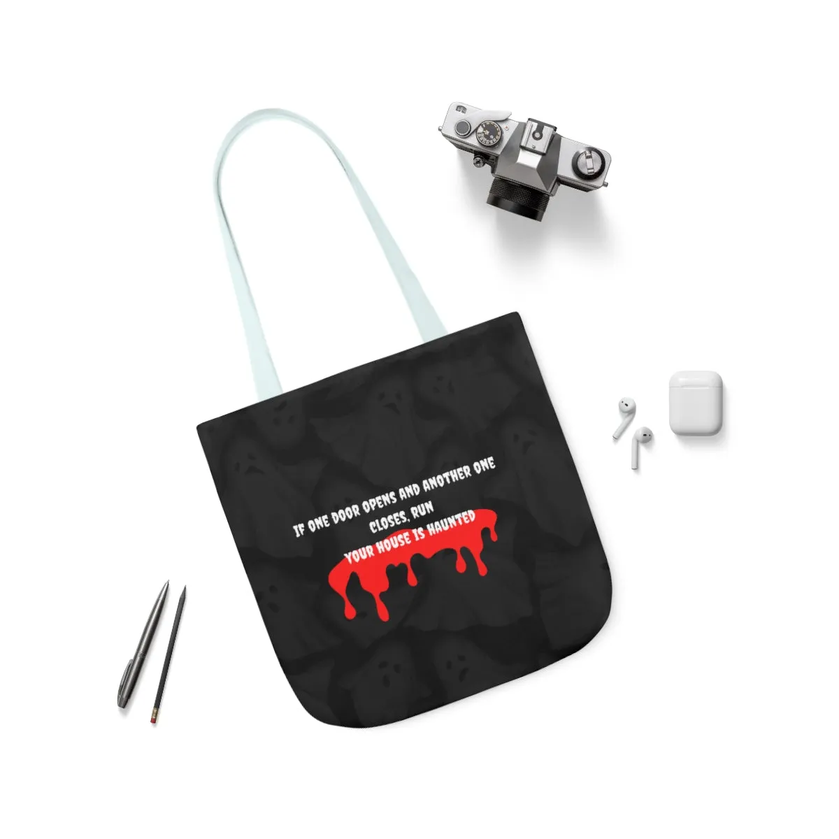 haunted house Polyester Canvas Tote Bag
