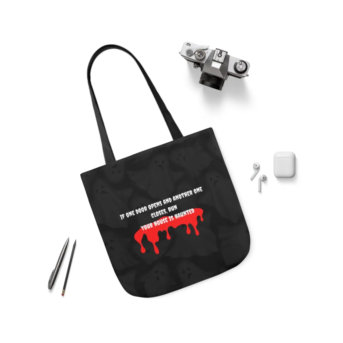 haunted house Polyester Canvas Tote Bag