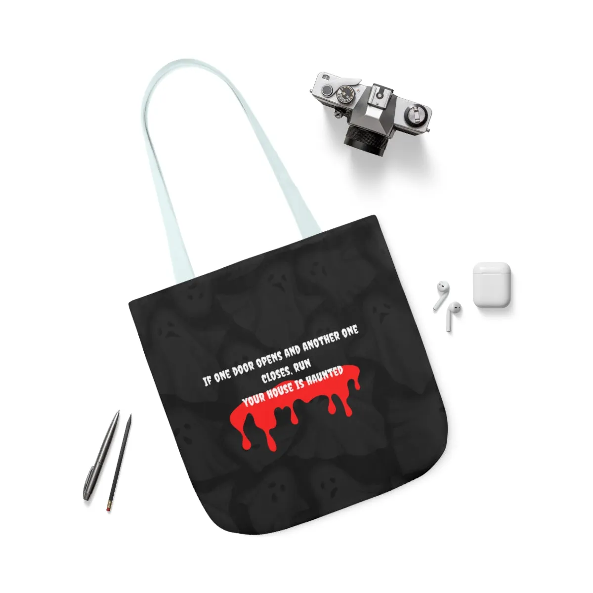 haunted house Polyester Canvas Tote Bag