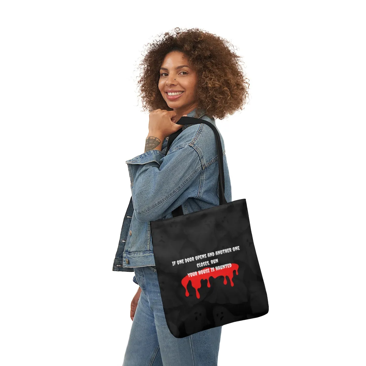 haunted house Polyester Canvas Tote Bag