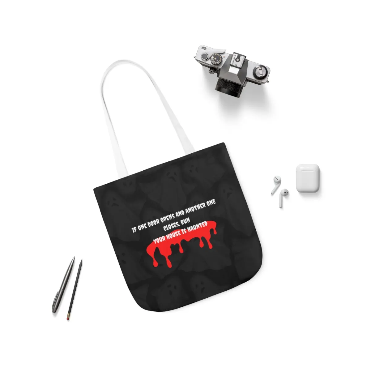 haunted house Polyester Canvas Tote Bag