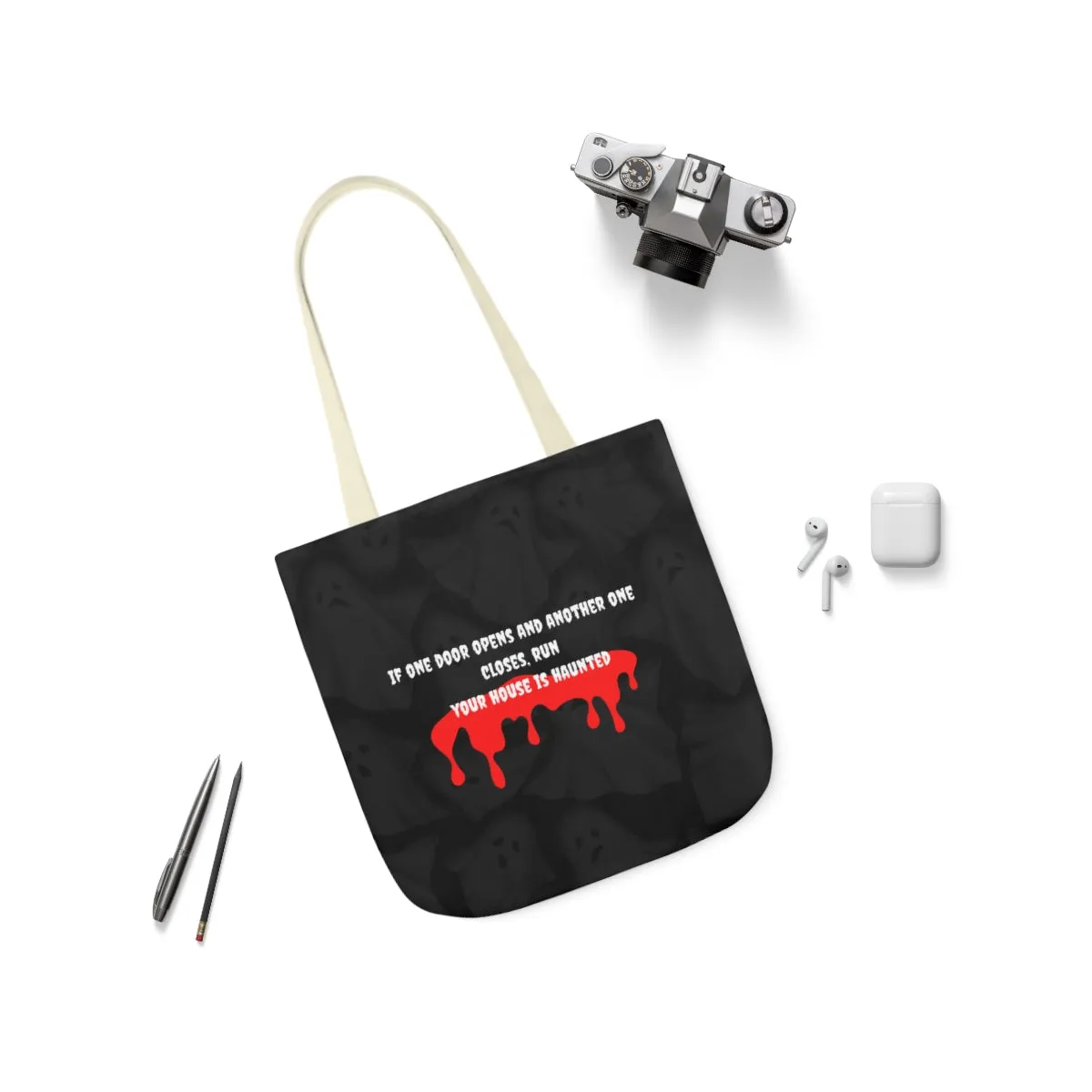 haunted house Polyester Canvas Tote Bag