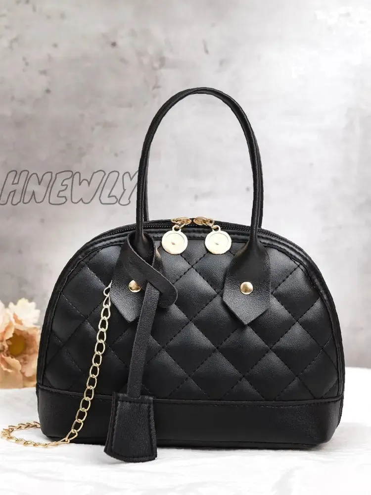 Hnewly - Minimalist Quilted Chain Satchel Bag  - Women Satchels