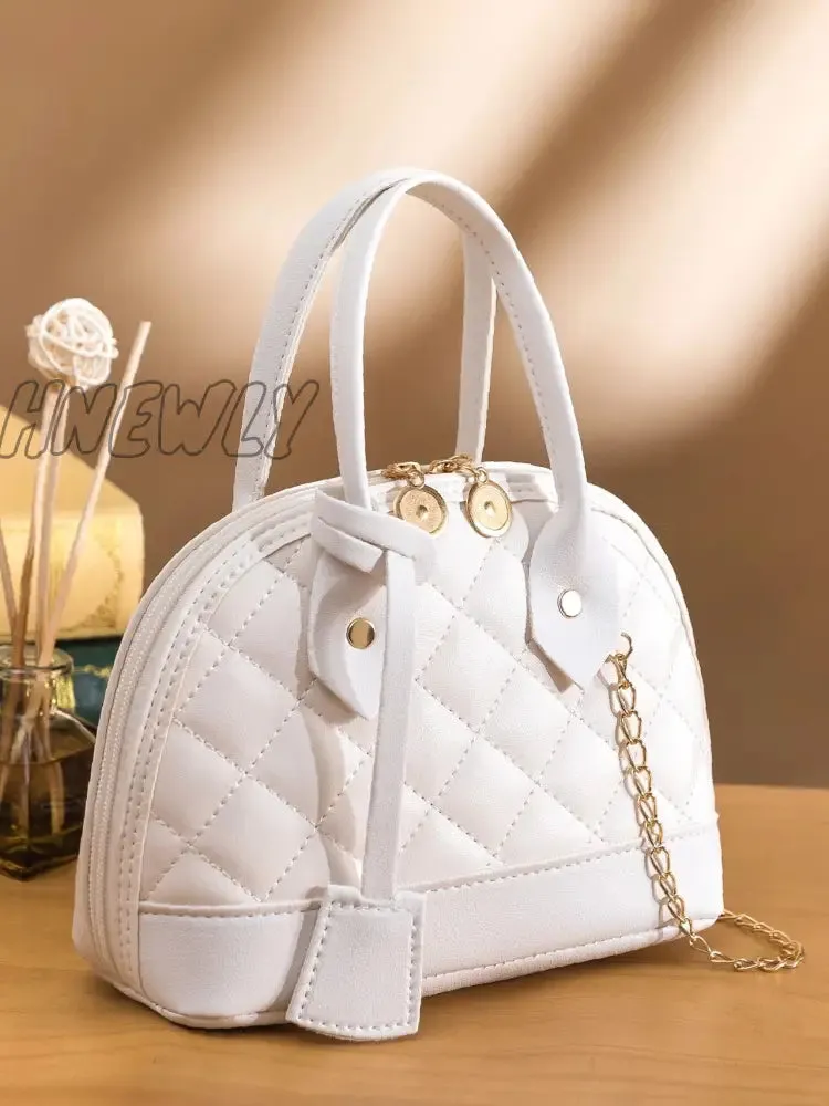 Hnewly - Minimalist Quilted Chain Satchel Bag  - Women Satchels