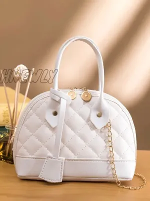 Hnewly - Minimalist Quilted Chain Satchel Bag  - Women Satchels