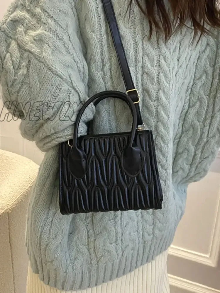 Hnewly - Quilted Double Handle Square Bag  - Women Satchels