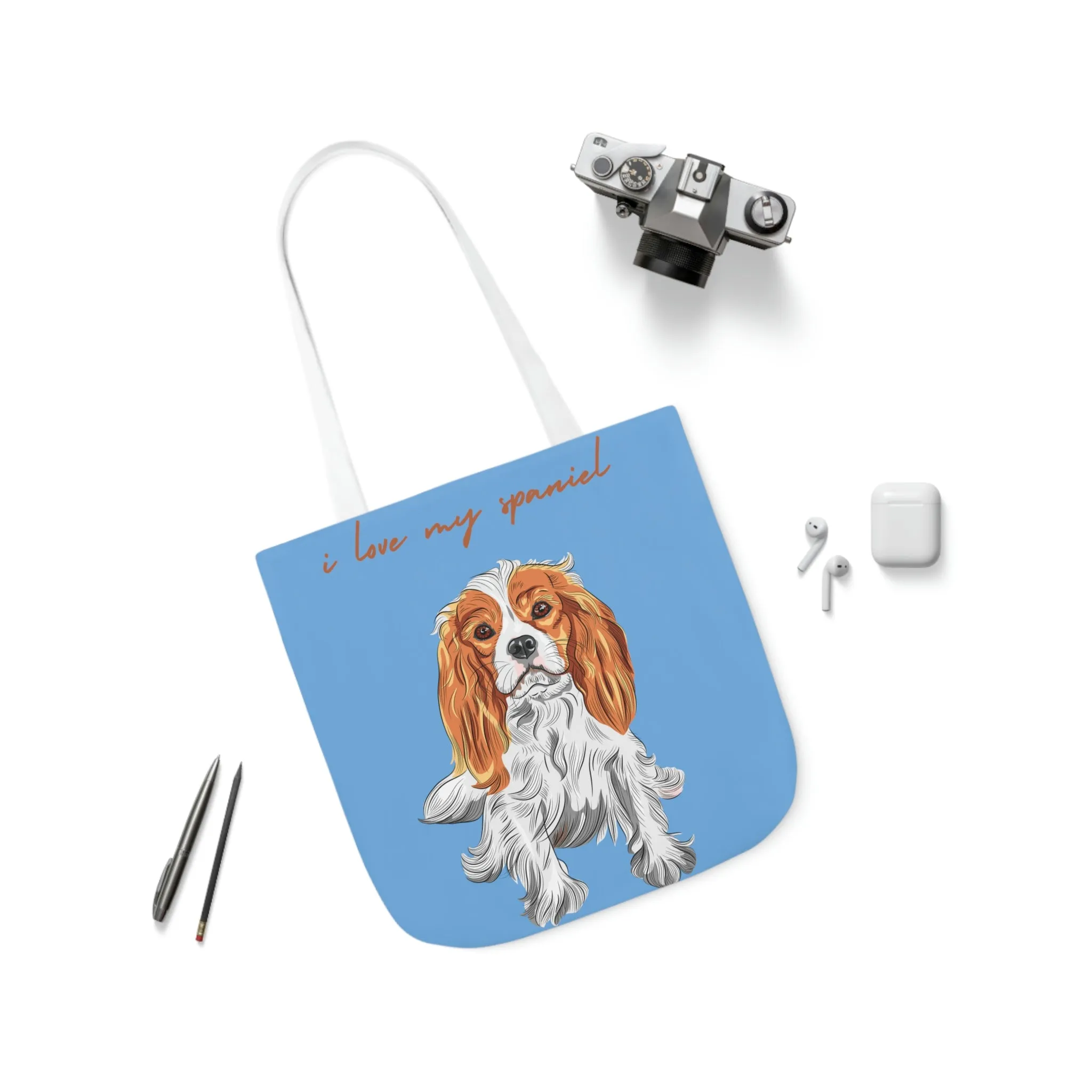 I love my Spaniel Dog POD Polyester Canvas Tote Bag (AOP)